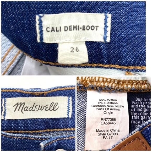 Madewell Cali Demi Boot High Rise Crop Legs Jeans Unpatched Edition Raw Hem - Picture 7 of 10